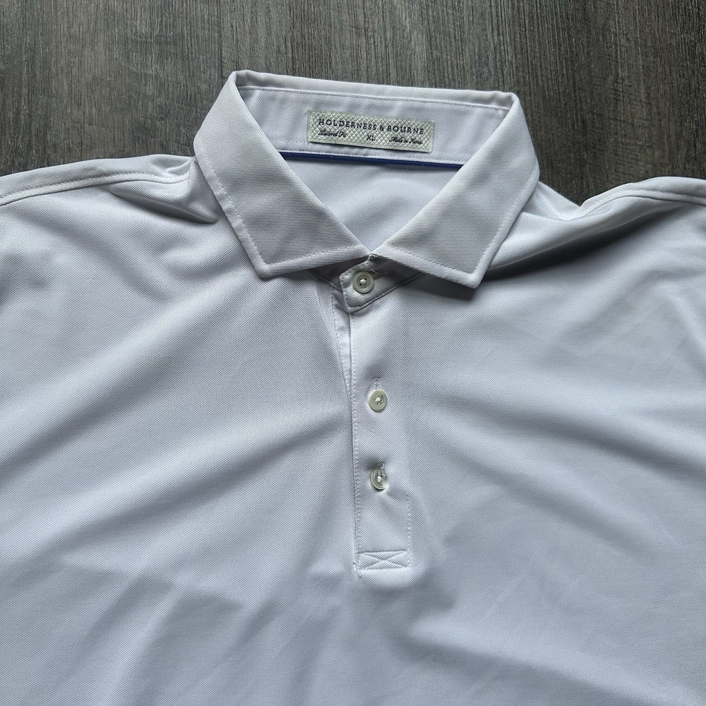 Holderness & Bourne Performance Polo Mens XL White Shirt Preppy Basic Minimalism